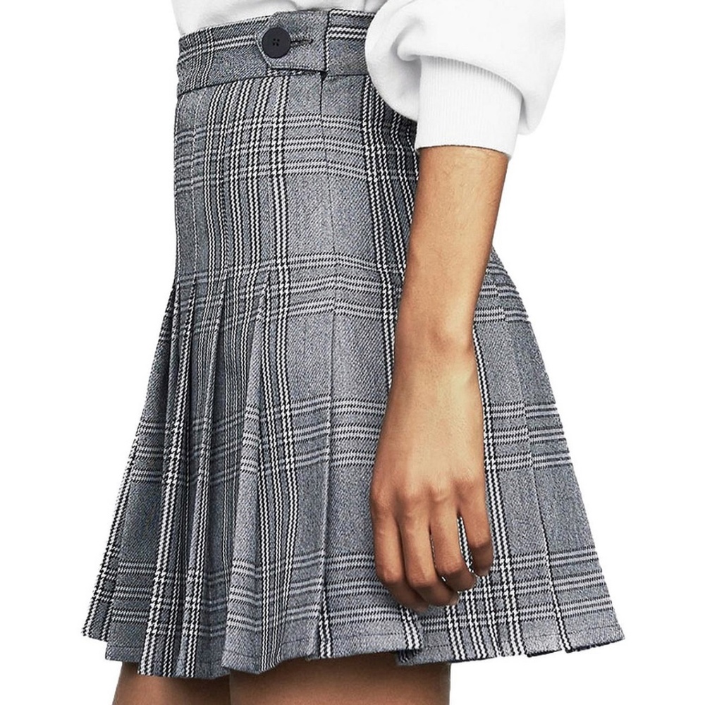 Maje "Jalaime" Pleated Plaid Skort, French Sz 40